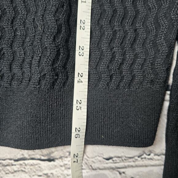 Cutter And Buck Black V-Neck 100% Merino Wool Ripple Knit Sweater Size Large - Picture 9 of 10